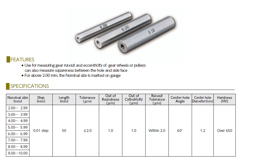 Ichiban Precision Sdn Bhd SK SK STEEL PIN GAUGES AC, MASTER PIN GAUGE